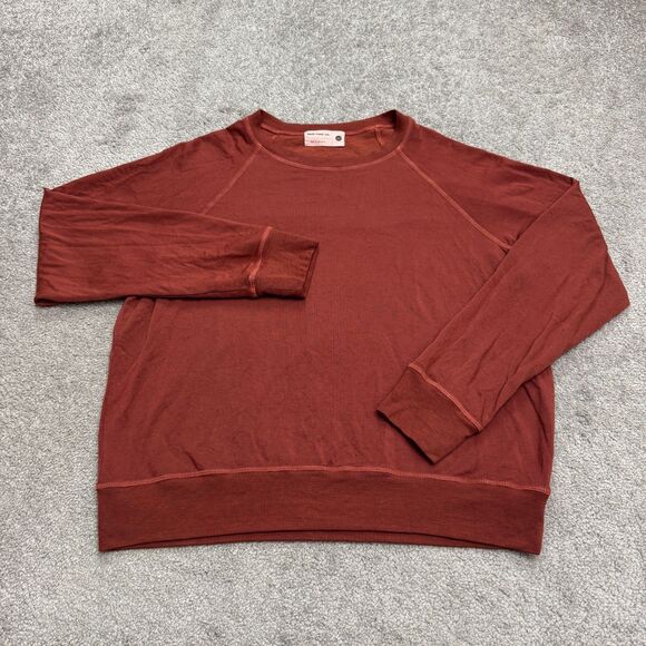Back Beat Rags Pullover Sweatshirt Womens Large Rust Brown Crew Raglan Casual - Picture 1 of 13